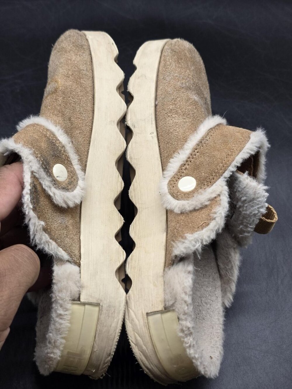 Sorel Slippers Shoes Womens Size 7.5 Beige Viibe Suede Faux Fur Mule House - Picture 9 of 12